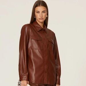 Anine Bing Faux Leather Hutton Shirt
